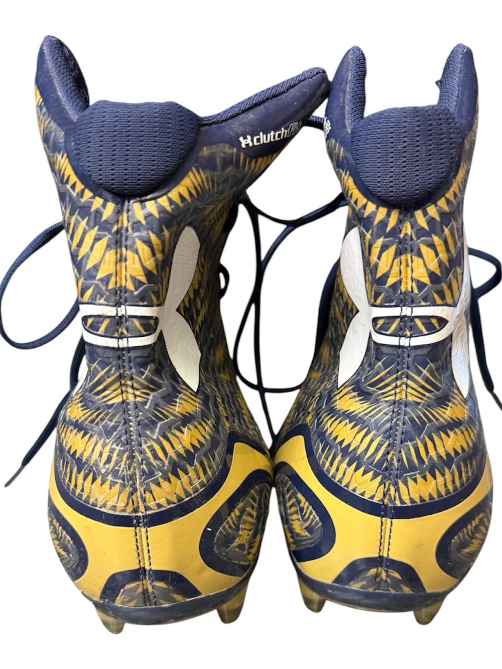 Under Armour Highlight men’s Navy and Gold High-Top Football Cleats. Size 13 - Picture 4 of 10